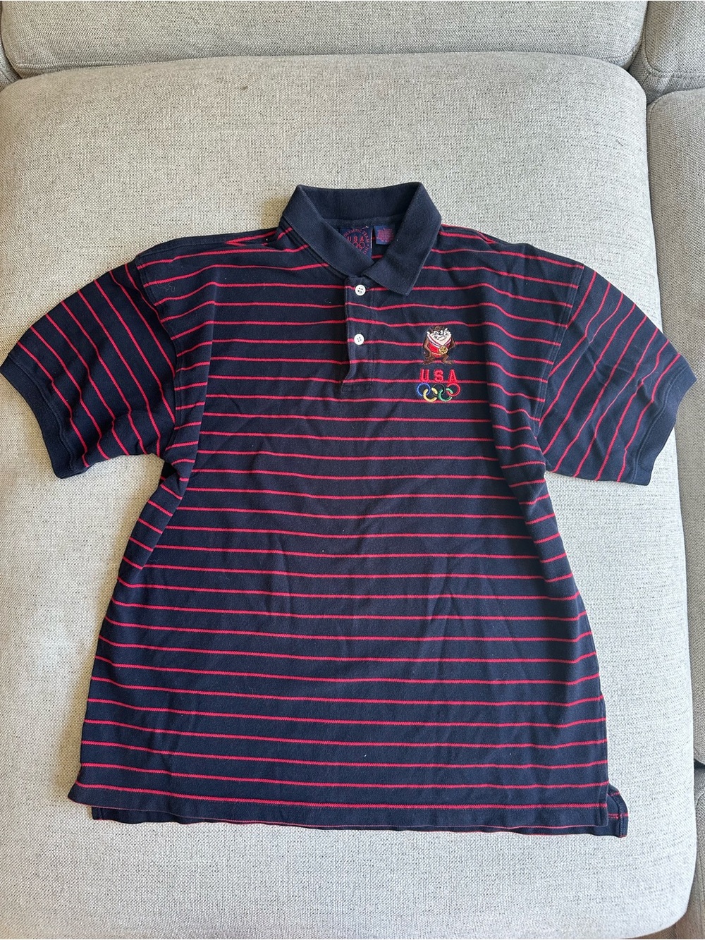 USA Olympic 1996 Looney Tunes Tasmanian Devil Polo Shirt Men’s L